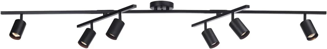 Main image of Waylon 6-Light Matte Black Track Lighting with Center Swivel Bars