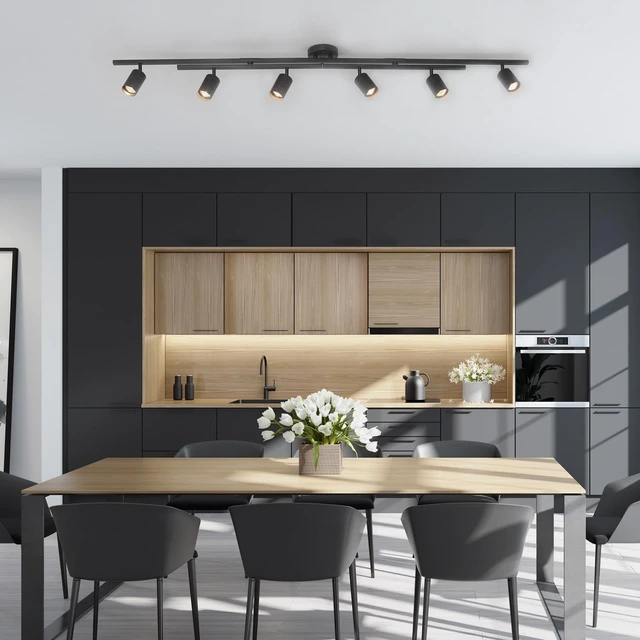 Alt view image 3 of 7 - Waylon 6-Light Matte Black Track Lighting with Center Swivel Bars