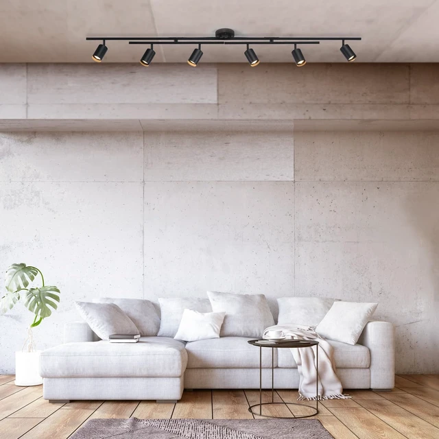 Alt view image 4 of 7 - Waylon 6-Light Matte Black Track Lighting with Center Swivel Bars