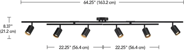 Alt view image 6 of 7 - Waylon 6-Light Matte Black Track Lighting with Center Swivel Bars