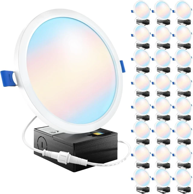 Main image of Sunco 24 Pack 6 Inch Slim Canless LED Recessed Lights, 5CCT, 14W, Dimmable