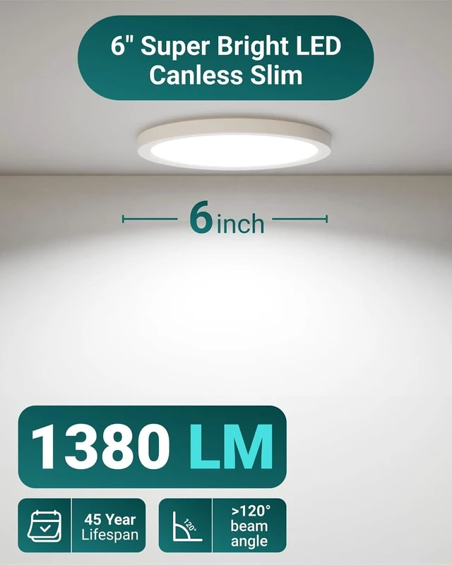 Alt view image 2 of 7 - Sunco 24 Pack 6 Inch Slim Canless LED Recessed Lights, 5CCT, 14W, Dimmable