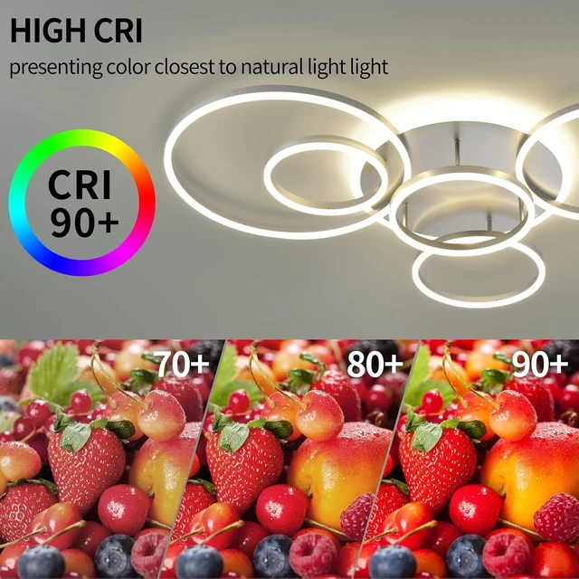 Alt view image 5 of 6 - Modern LED Ceiling Light Silver Dimmable 5 Rings Flush Mount Ceiling Light Fixtures with Remote Control 106W 10000LM Ceiling Lighting for Living Room Bedroom Kitchen Dining Room 3000-6000K