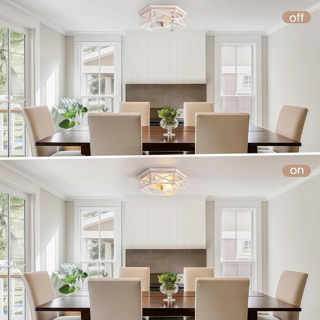 Alt view image 5 of 7 - 13 inch White and Gold Flush Mount Ceiling Light Fixture,1 Pack