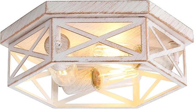 Main image of 13 inch White and Gold Flush Mount Ceiling Light Fixture,1 Pack