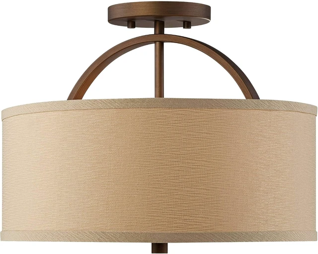 Alt view image 5 of 7 - Halsted 15" Wide Brushed Bronze Semi-Flush Mount Ceiling Light Fixture