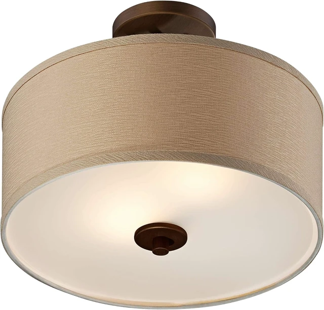 Alt view image 6 of 7 - Halsted 15" Wide Brushed Bronze Semi-Flush Mount Ceiling Light Fixture