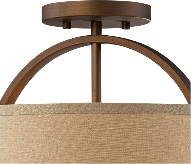 Alt view image 7 of 7 - Halsted 15" Wide Brushed Bronze Semi-Flush Mount Ceiling Light Fixture