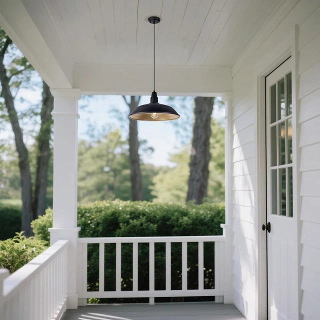 Alt view image 6 of 7 - Farmhouse Pendant Light with 16 Inch Dome for Outdoor and Indoor Use, Barn Style Hanging Light for Kitchen Dining Room, Matte Black Exterior Ceiling Lights, Adjustable Height