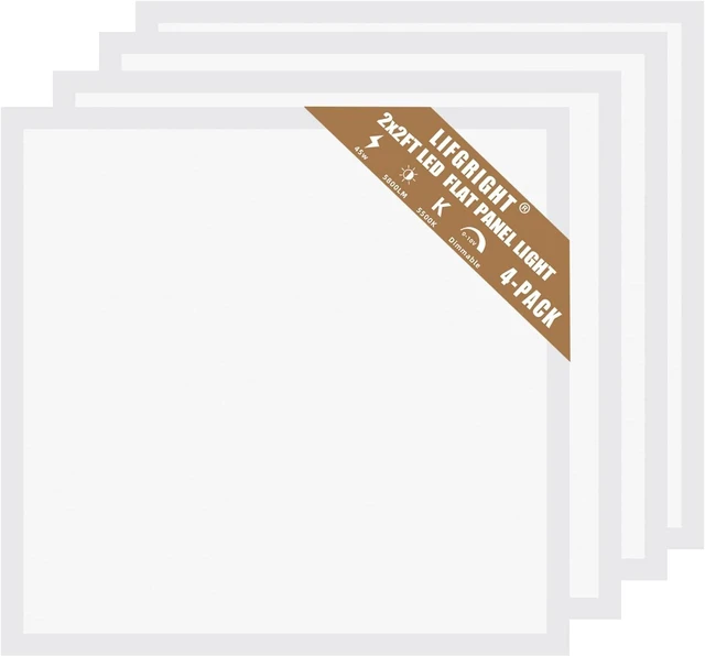 Main image of 2x2 LED Flat Panel Light 4 Pack, 45W,5800LM, Edge-Lit 2x2FT LED Panel Drop Ceiling Light Fixtures,5000K Daylight White,0-10V Dimmable Troffer Lights,Works from 110-277V AC