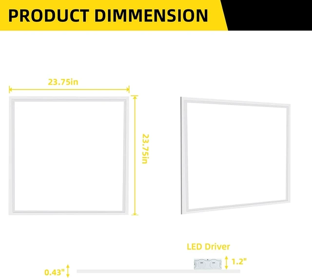 Alt view image 6 of 7 - 2x2 LED Flat Panel Light 4 Pack, 45W,5800LM, Edge-Lit 2x2FT LED Panel Drop Ceiling Light Fixtures,5000K Daylight White,0-10V Dimmable Troffer Lights,Works from 110-277V AC