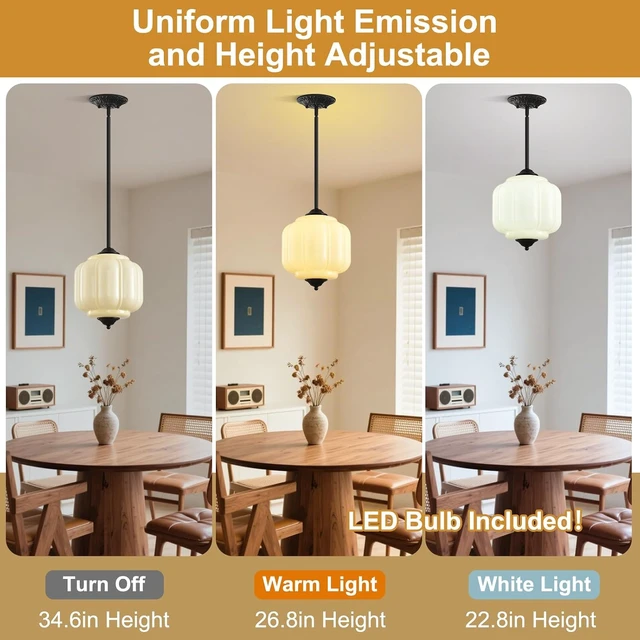 Alt view image 2 of 7 - 9in Cream Glass Schoolhouse Light Fixture Vintage, Bulb Included