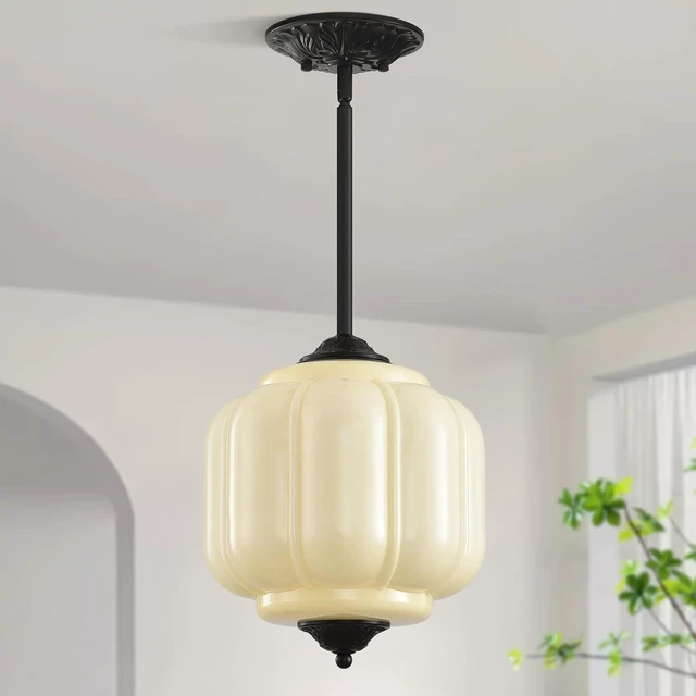 Main image of 9in Cream Glass Schoolhouse Light Fixture Vintage, Bulb Included