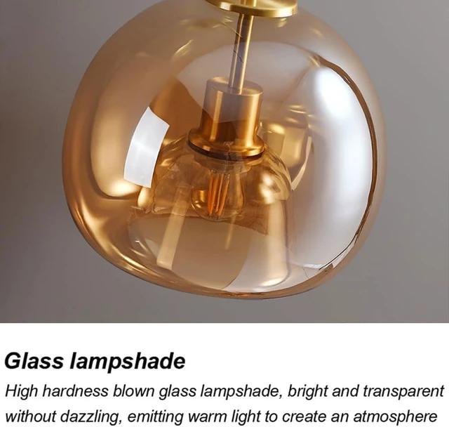 Alt view image 3 of 5 - Nordic Mid Century Corridor Globe Semi Flush Mount Ceiling Light Fixture Amber Smoke Grey Glass Ceiling Lighting Simple Mini Ceiling Lamp for Aisle Porch Stairway Closet Kitchen