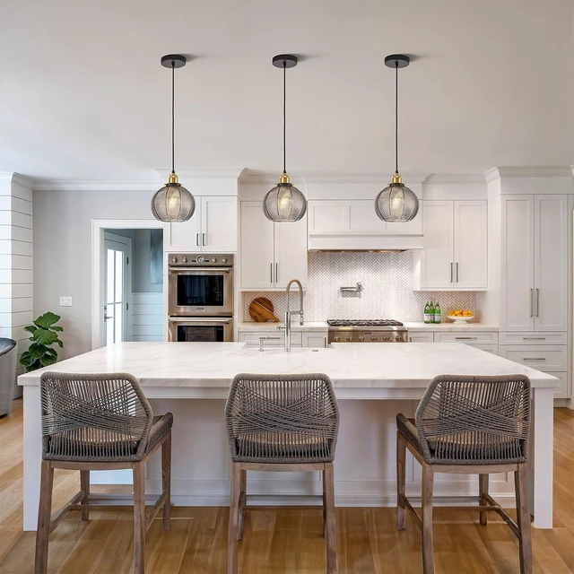 Alt view image 3 of 7 - Dia 7.8" Vintage Smoke Gray Ribbed Glass Pendant Light Fixture, E26