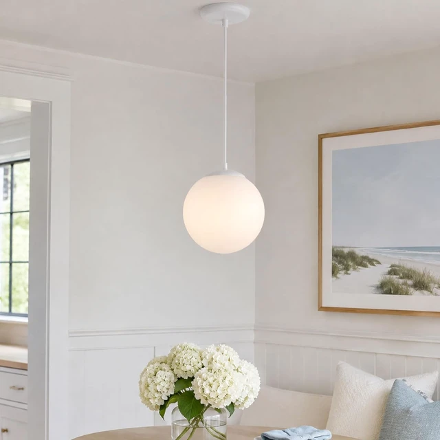 Alt view image 2 of 7 - Generation Lighting Leo Hanging Globe Medium 1-Light Pendant in White
