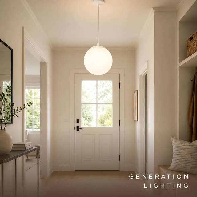 Alt view image 3 of 7 - Generation Lighting Leo Hanging Globe Medium 1-Light Pendant in White