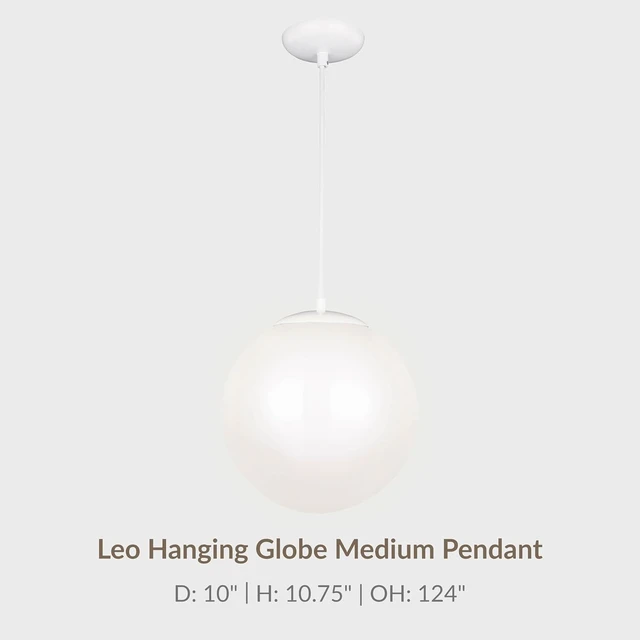 Alt view image 4 of 7 - Generation Lighting Leo Hanging Globe Medium 1-Light Pendant in White