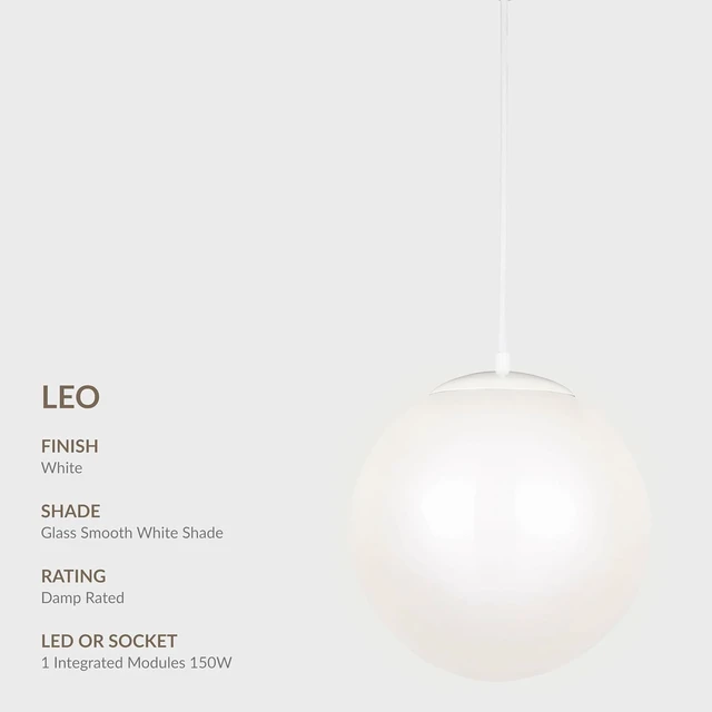 Alt view image 5 of 7 - Generation Lighting Leo Hanging Globe Medium 1-Light Pendant in White
