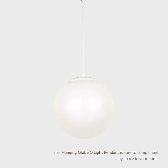 Alt view image 7 of 7 - Generation Lighting Leo Hanging Globe Medium 1-Light Pendant in White