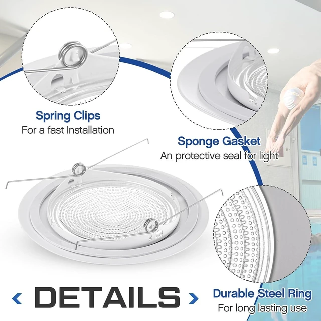 Alt view image 3 of 6 - Glooglitter 4 Pcs 6'' Shower Trim for Recessed Light Cover, White