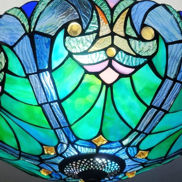 Alt view image 3 of 7 - Tiffany Ceiling Lights Stained Glass Semi-Flushmount for Hallway 2-Lights