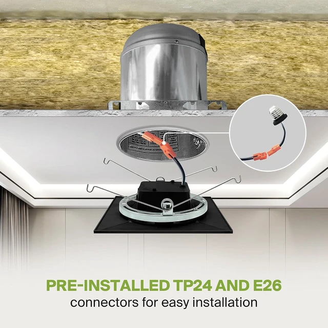 Alt view image 3 of 7 - ASD LED Black Retrofit 6 Inch Recessed Lights - Square 12W 1023LM 2700-5000K LED Recessed Lighting 6 Inch, Wet Rated Dimmable Can Lights, Baffle Trim Wafer Lights, UL 6 Pack