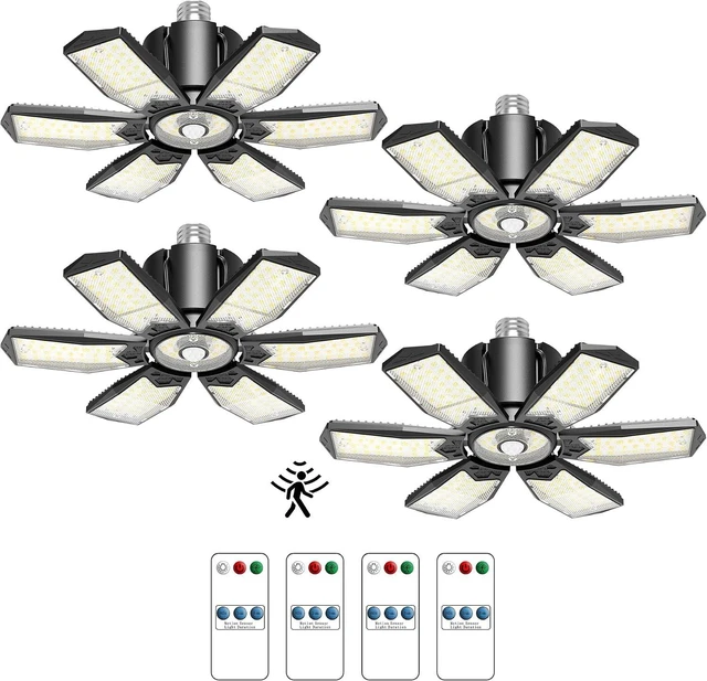 Main image of 200W Garage Lights with Motion Sensor, 2000LM, E26 Screw in, 4 Pack