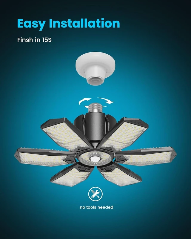 Alt view image 6 of 7 - 200W Garage Lights with Motion Sensor, 2000LM, E26 Screw in, 4 Pack