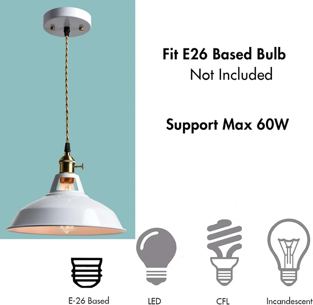 Alt view image 6 of 7 - CLAXY Industrial Kitchen Pendant Lights White Metal Barn Shade-Dimmable