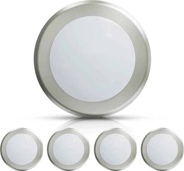 Main image of ECOELER 6 Inch LED Low Profile Surface Mount Disk Light, Aluminum Baffle Brushed Nickel Trim,16.5W 1000lm, 5000K Daylight, Suitable for J-Box or Recessed Can, ETL Listed, 4 Pack