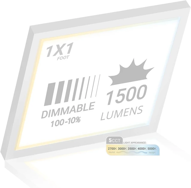 Main image of NUWATT 1x1 LED Light Panel Surface Mount Dimmable, 5CCT 2700K-5000K, CRI90