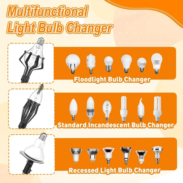 Alt view image 5 of 7 - SISUPASSIE Light Bulb Changer for High Ceilings 26FT Reach, Light Bulb Changer 5-20FT with Basket and Suction Cup for Recessed Lights High Ceiling