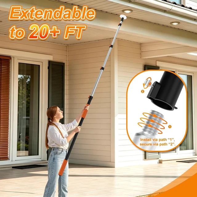 Alt view image 7 of 7 - SISUPASSIE Light Bulb Changer for High Ceilings 26FT Reach, Light Bulb Changer 5-20FT with Basket and Suction Cup for Recessed Lights High Ceiling