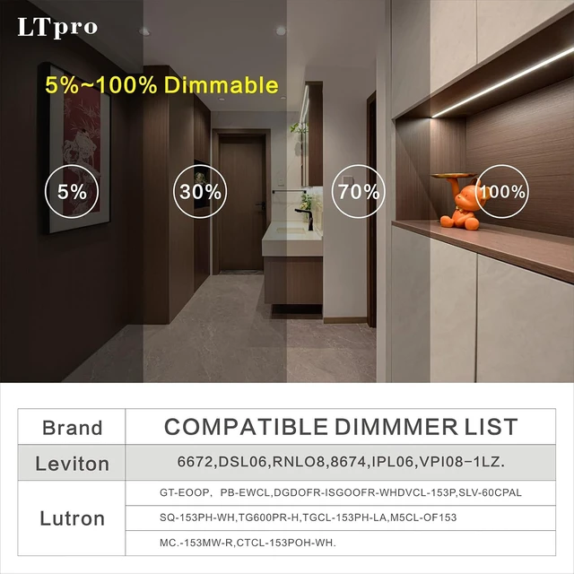 Alt view image 2 of 7 - LTpro LED Recessed Shower Light, Waterproof 3 Inch Recessed Lighting Gimbal LED, Adjustable Eyeball Downlight, 5CCT 2700K-6000K Dimmable, IC Rated with J-Box, 10W, 6 Pack