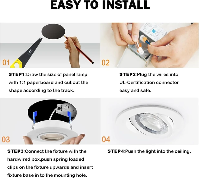 Alt view image 5 of 7 - LTpro LED Recessed Shower Light, Waterproof 3 Inch Recessed Lighting Gimbal LED, Adjustable Eyeball Downlight, 5CCT 2700K-6000K Dimmable, IC Rated with J-Box, 10W, 6 Pack