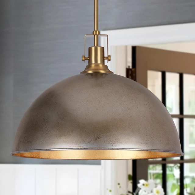 Main image of LamQee 18 Inch Antique Silver Large Pendant Light Kitchen Island, Farmhouse Modern Dome Pendant Light Fixtures Ceiling Hanging Lighting Chandelier for Dining Room Over Table, Bar, Hallway, Entryway