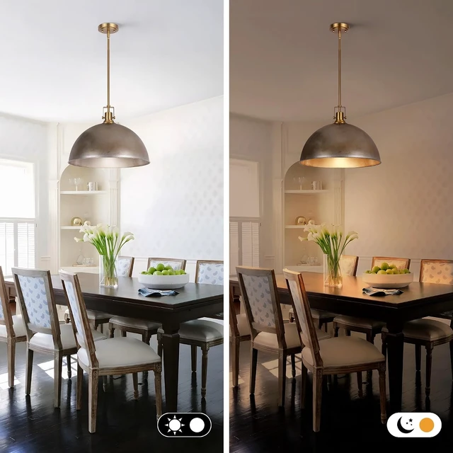 Alt view image 7 of 7 - LamQee 18 Inch Antique Silver Large Pendant Light Kitchen Island, Farmhouse Modern Dome Pendant Light Fixtures Ceiling Hanging Lighting Chandelier for Dining Room Over Table, Bar, Hallway, Entryway