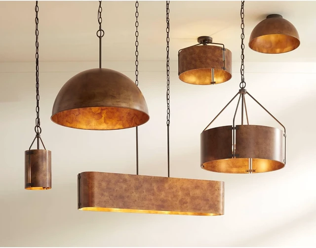 Alt view image 5 of 7 - Julian 22" Wide Rustic Bronze Metal Drum 4-Light Pendant Light