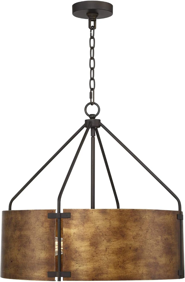 Alt view image 7 of 7 - Julian 22" Wide Rustic Bronze Metal Drum 4-Light Pendant Light