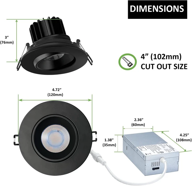 Alt view image 6 of 7 - POPANU 4 Inch Gimbal LED Recessed Lights 4 Pack,Adjustable Downlight,1200lm
