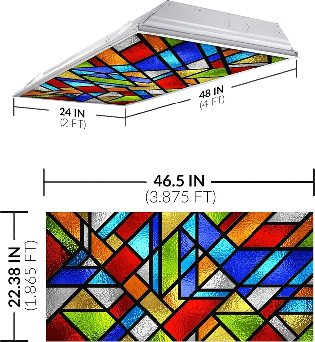 Alt view image 2 of 6 - OCTO LIGHTS Stained Glass Fluorescent Light Covers for Ceiling Lights, 2x4