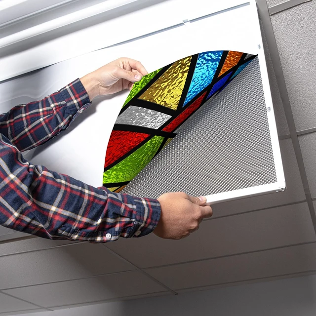Alt view image 3 of 6 - OCTO LIGHTS Stained Glass Fluorescent Light Covers for Ceiling Lights, 2x4