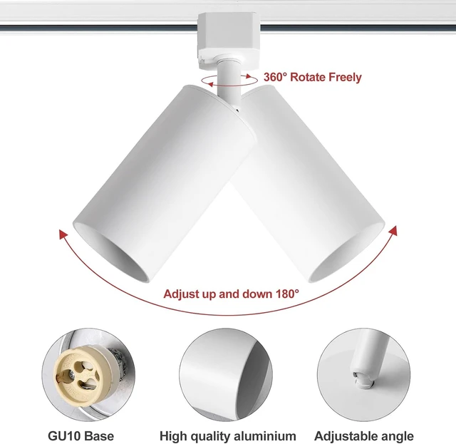 Alt view image 6 of 7 - Plug in Track Lighting with Power Cord, 8-Light GU10 Track Lighting Kit with 6.6FT H Type Track Lighting Rails, Modern Kitchen LED Track Lighting Fixtures Ceiling Spot Light, White (No Bulbs)