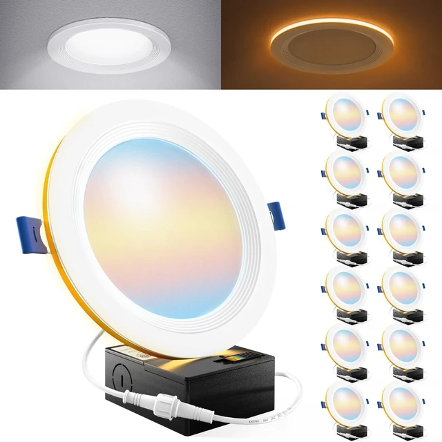 Main image of Sunco 12 Pack 6 Inch 5CCT LED Recessed Light with Night Light 14W=100W