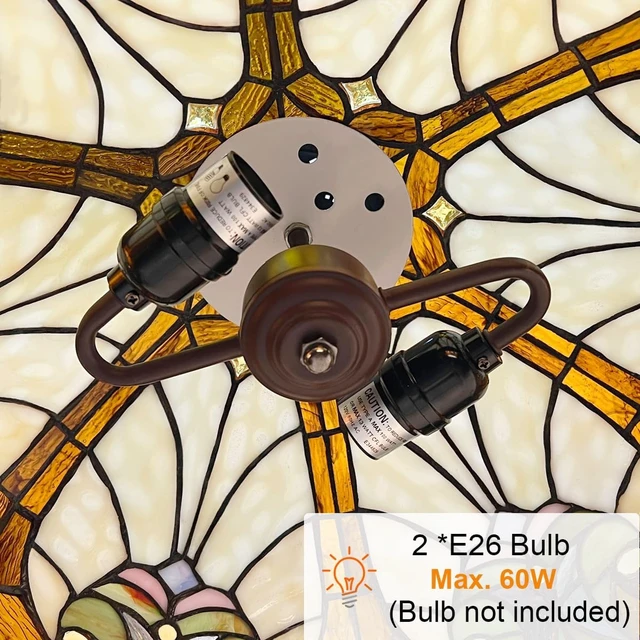 Alt view image 6 of 7 - Tiffany Pendant Light Fixtures 16" Stained Glass Hanging Lamp with Chain