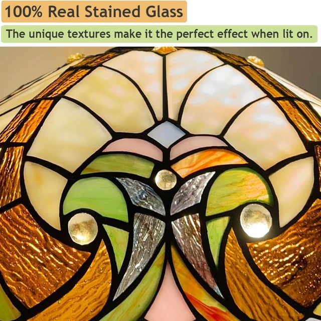 Alt view image 5 of 7 - Tiffany Pendant Light Fixtures 16" Stained Glass Hanging Lamp with Chain