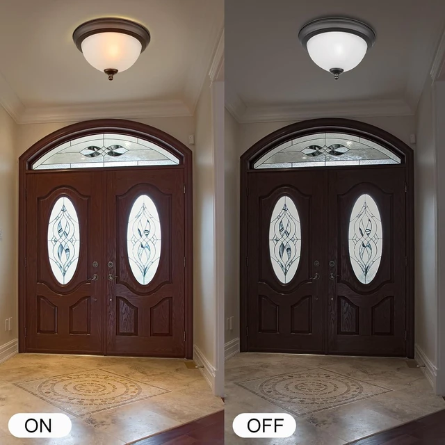 Alt view image 7 of 7 - Ceiling Light Fixture, 11 Inch Flush Mount Ceiling Light, Oil Rubbed Bronze Light Fixture with Frosted Glass Shade, Dome Light Fixtures for Bedroom Bathroom Hallway Kitchen Living Dining Indoor