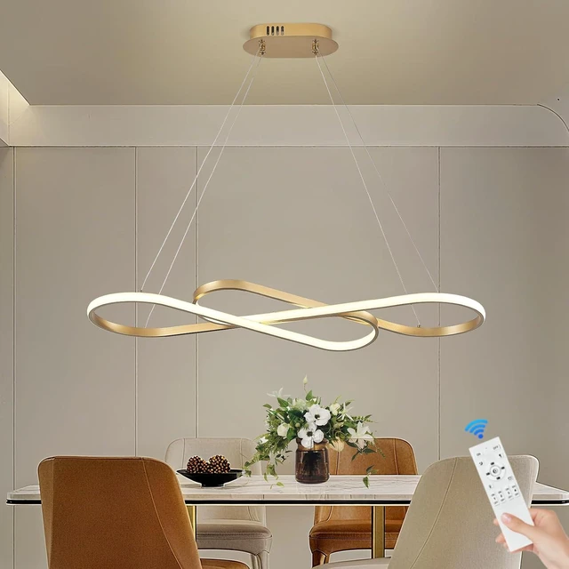 Main image of Modern LED Chandelier Gold Dimmable LED Pendant Light for Dining Room Light Fixture Over Table Modern Kitchen Island Lighting High Ceiling with Remote for Living Room, 31.7 Inch