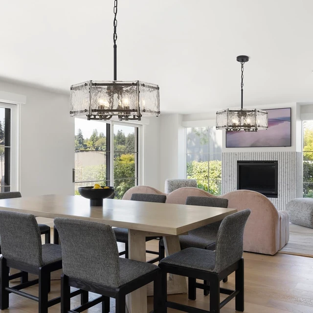 Alt view image 2 of 7 - Modern Black Glass Chandelier,6-Light Crystal Light Fixture for Dining Room